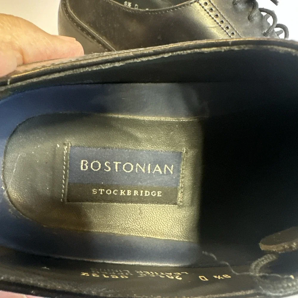 Bostonian Stockbridge  29112 Men's Size 9.5D Black Cap Toe Oxford Dress Shoes